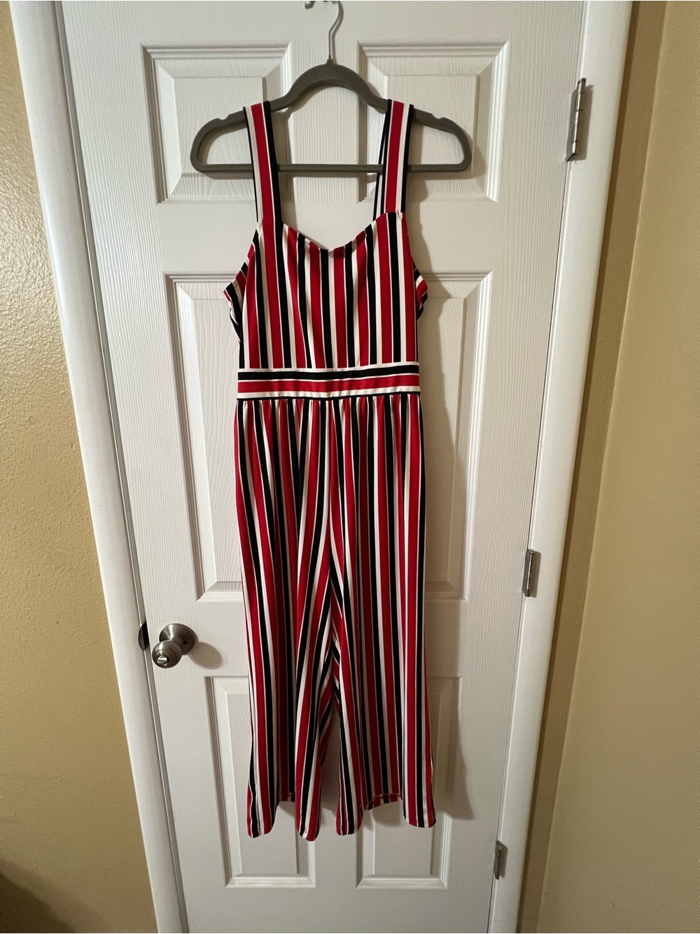 Express Red, Black & White Striped Smocked Top
